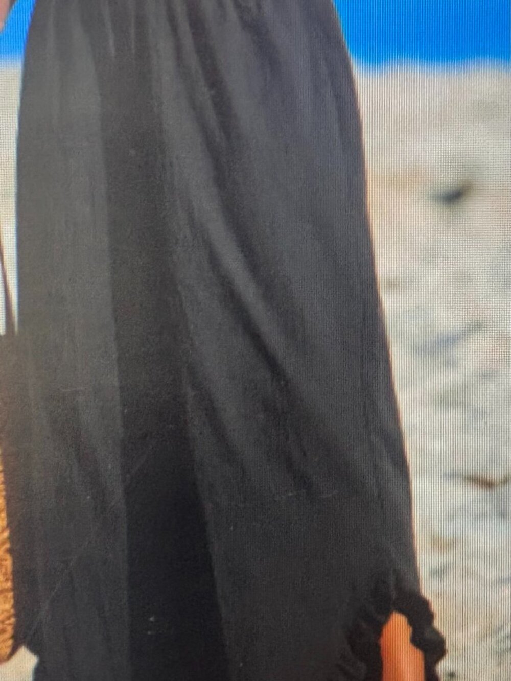 Black Smocked Waist Straight Leg Ruffle Pants Black | S
